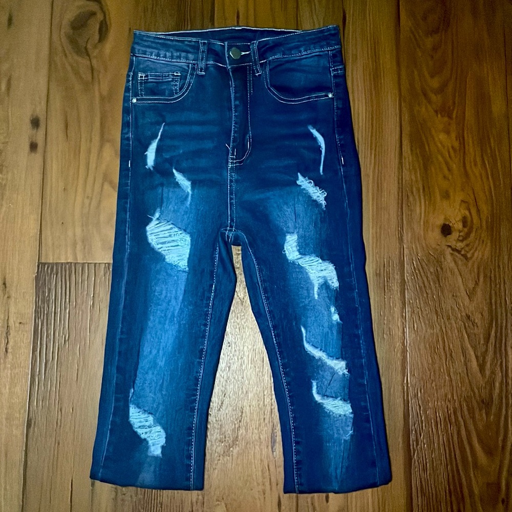 Bleach Wash High-Rise Ripped Skinny Jeans